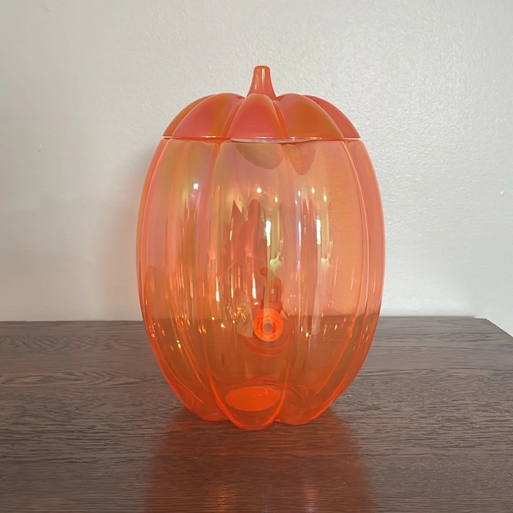 NWT- Iridescent Orange- Fall Pumpkin Shaped Cold Drink Dispenser 196floz